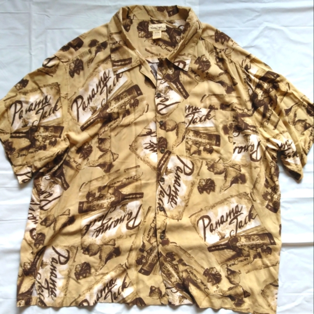 Panama Jack Brown Hawaiian Button Shirt Men's Size: 3XL - FAST SHIP